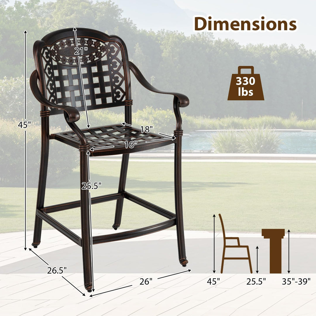 Giantex Outdoor Bar Stools Set of 2/4 Cast Aluminum