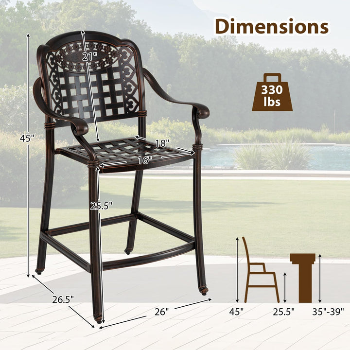 Giantex Outdoor Bar Stools Set of 2/4 Cast Aluminum