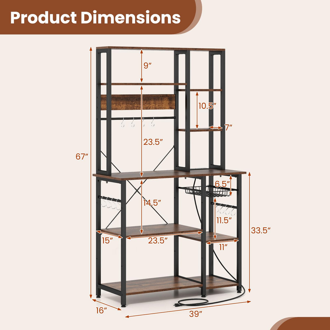 Giantex  6-Tier Large Bakers Rack with Power Outlet
