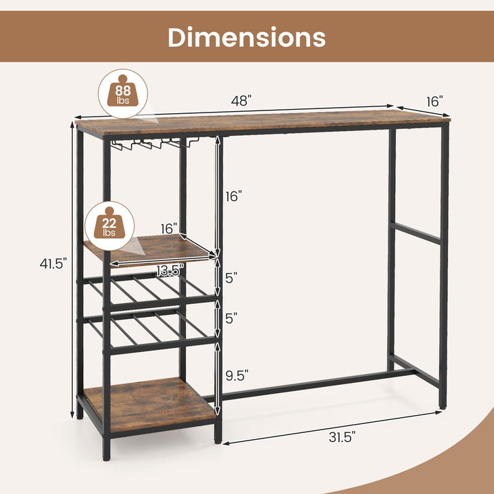 Giantex 48" Bar Table with Storage Shelves for Kitchen Living Room Dinette