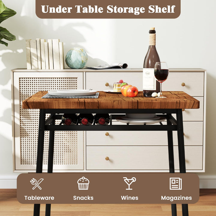 Giantex 3-Piece Dining Table Set, Kitchen Table Chairs Set with Dinner Table, Storage Rack, Metal Frame