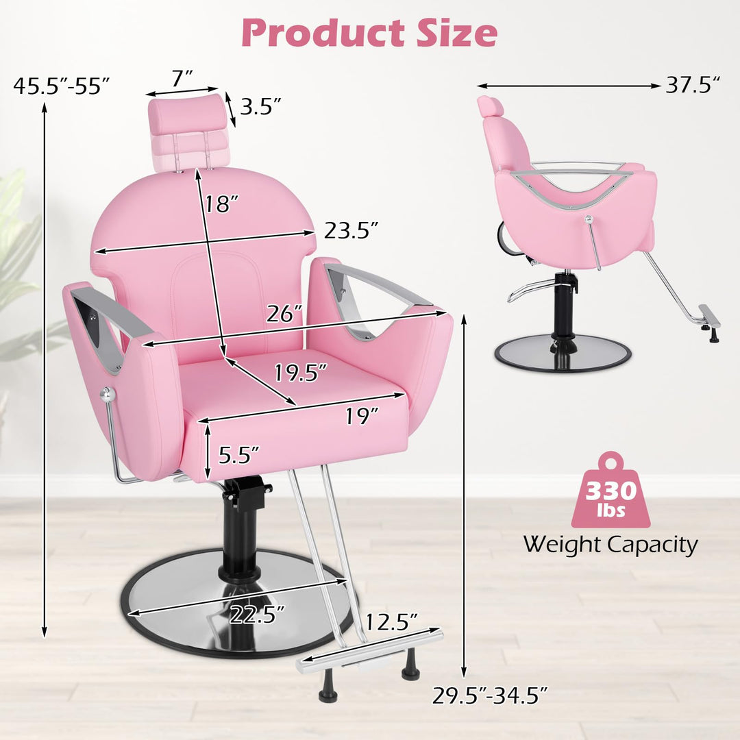 Giantex Reclining Barber Chair - Salon Chair for Hair Stylist, 360 Degrees Swivel