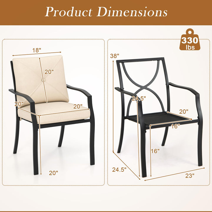 Giantex Metal Outdoor Dining Chair Set of 2/4 Stackable Patio Chairs with Armrests