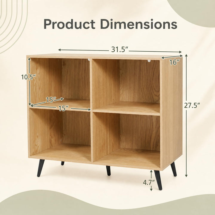 GIANTEX 4-Cube Bookshelf with Metal Legs for Living Room &amp; Home Office