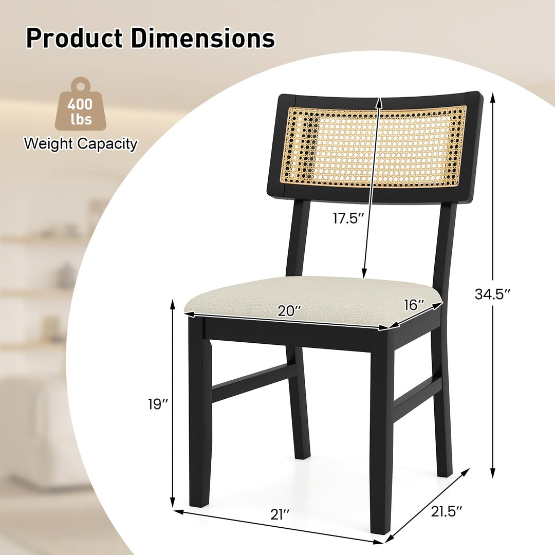 Giantex Fabric Upholstered Dining Room Chairs w/Padded Seat Rubber Wood Legs & Curved Backrest