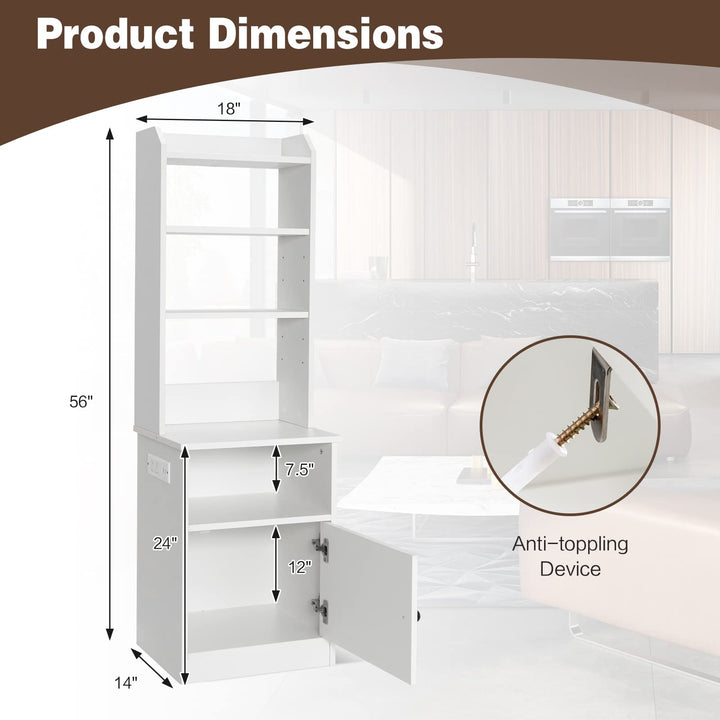 Giantex Nightstand with Charging Station - 55" Tall Bedside Table