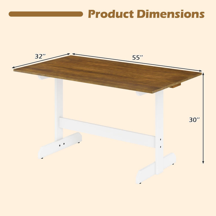 Giantex 55-Inches Farmhouse Kitchen Table with H-Shaped Rubber Wood Leg