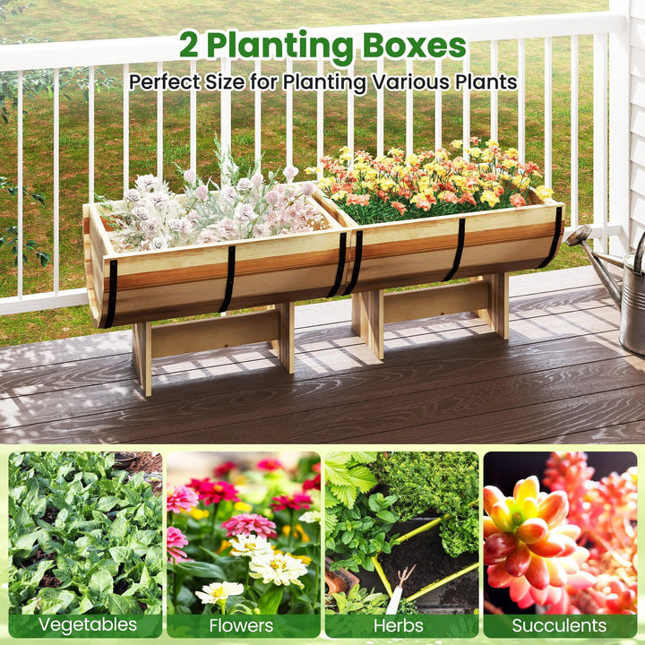 Giantex Half Barrel Raised Garden Bed for Flower Vegetable Fruit