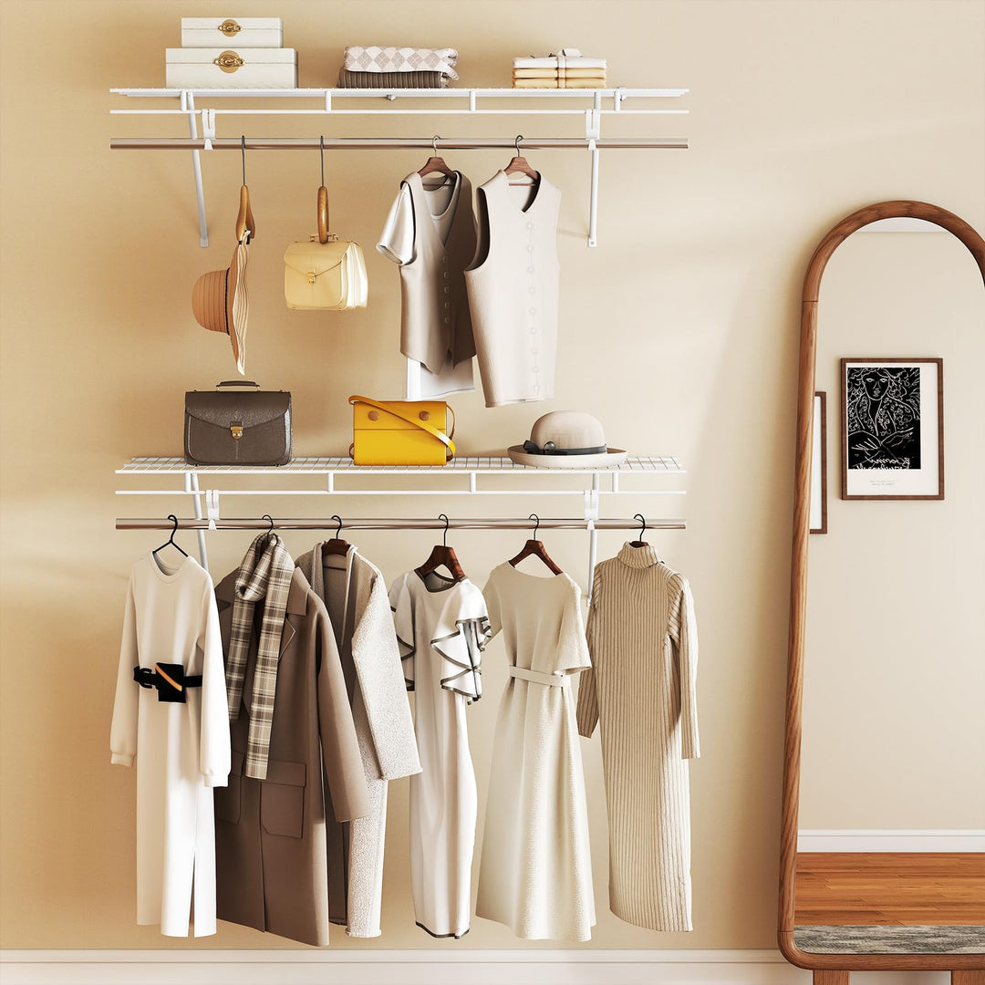 Giantex 4 ft x 12” Metal Wire Storage Shelf & Clothes Rod Organizer