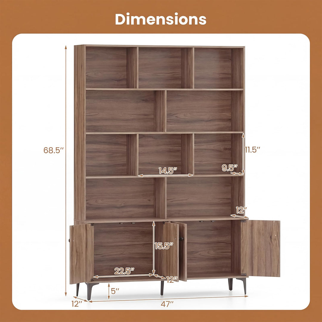 Giantex 68.5" Tall Bookcases with Storage Cabinet for Home Office
