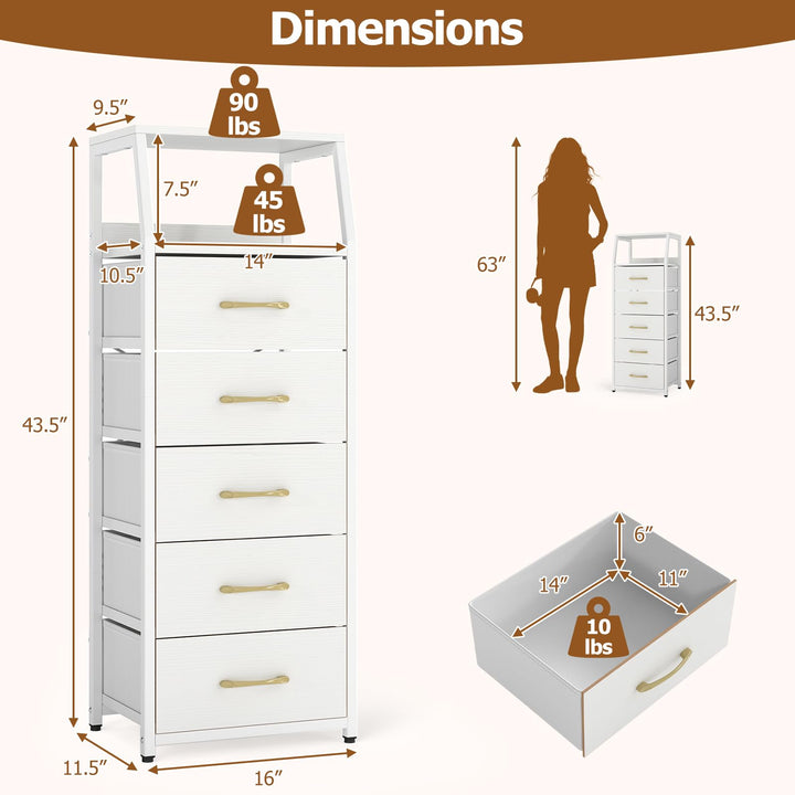 GIANTEX Tall Dresser with 5/4 Fabric Drawers (1/2)