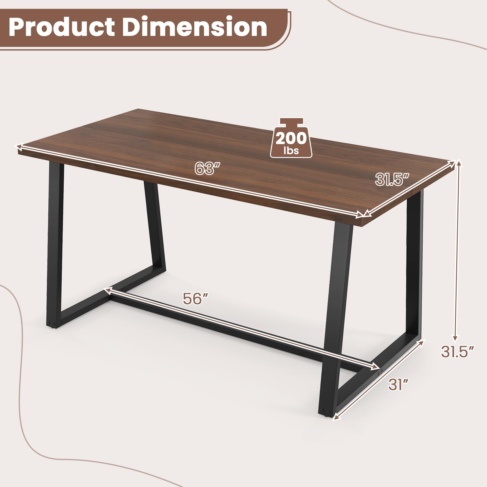 Giantex 63" Large Dining Table for 4-6
