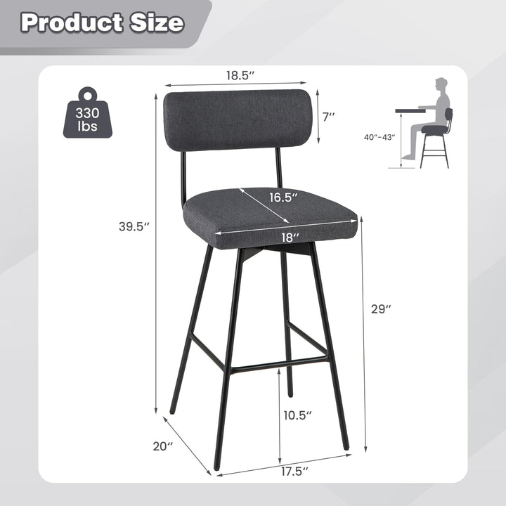 Giantex Swivel Bar Stools,  Upholstered Bar Height Bar Chairs w/Padded Seat & Backrest