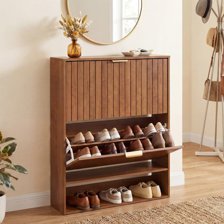 Giantex Shoe Storage Cabinet with 2 Flip Drawers
