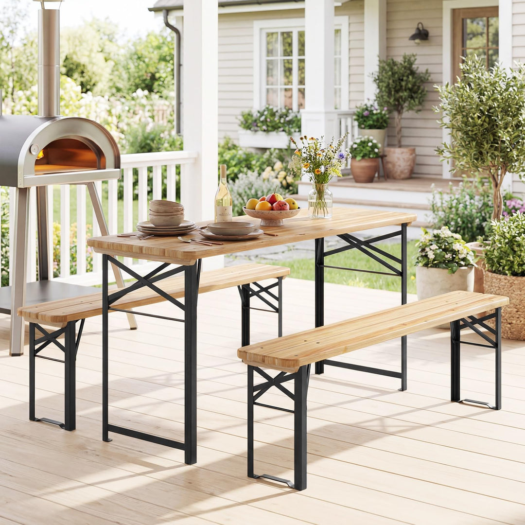Giantex 3-Piece Folding Picnic Table with Benches Set (47&