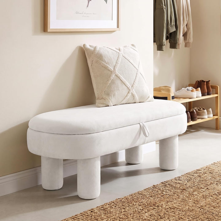 GIANTEX 41" Oval Ottoman with Storage and Upholstered Seat