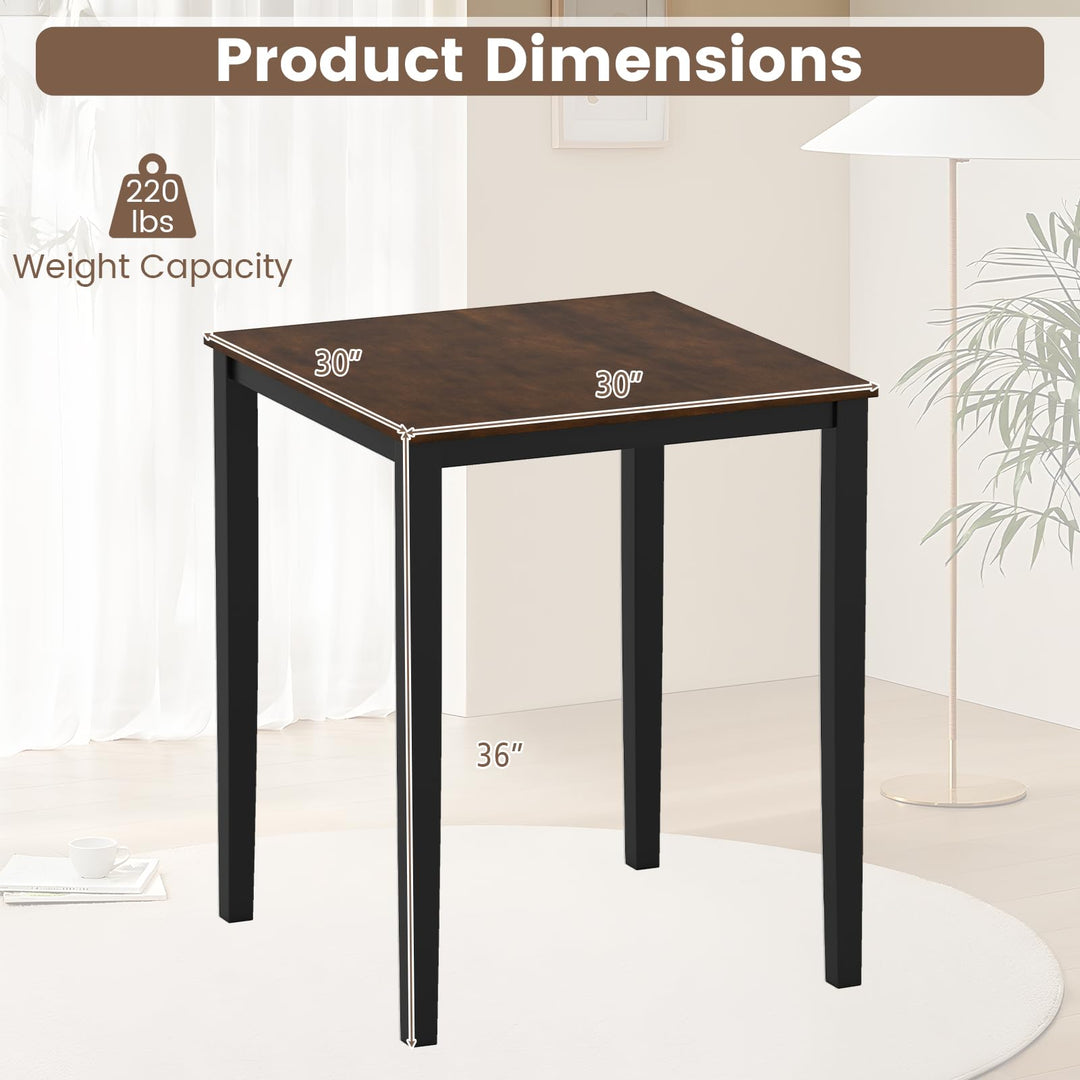 Giantex Square Dining Table with Solid Wood Frame for 2-4