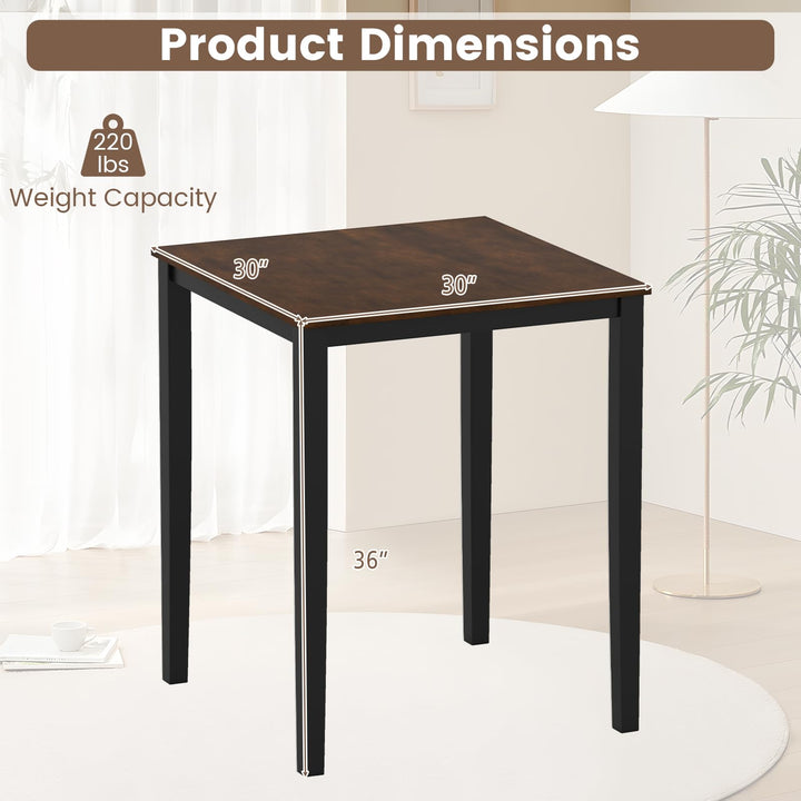 Giantex Square Dining Table with Solid Wood Frame for 2-4