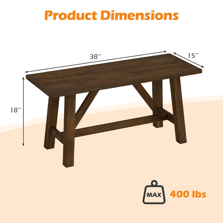 Giantex 38" Wooden Dining Bench Farmhouse Entryway Bench with Rubber Wood Frame