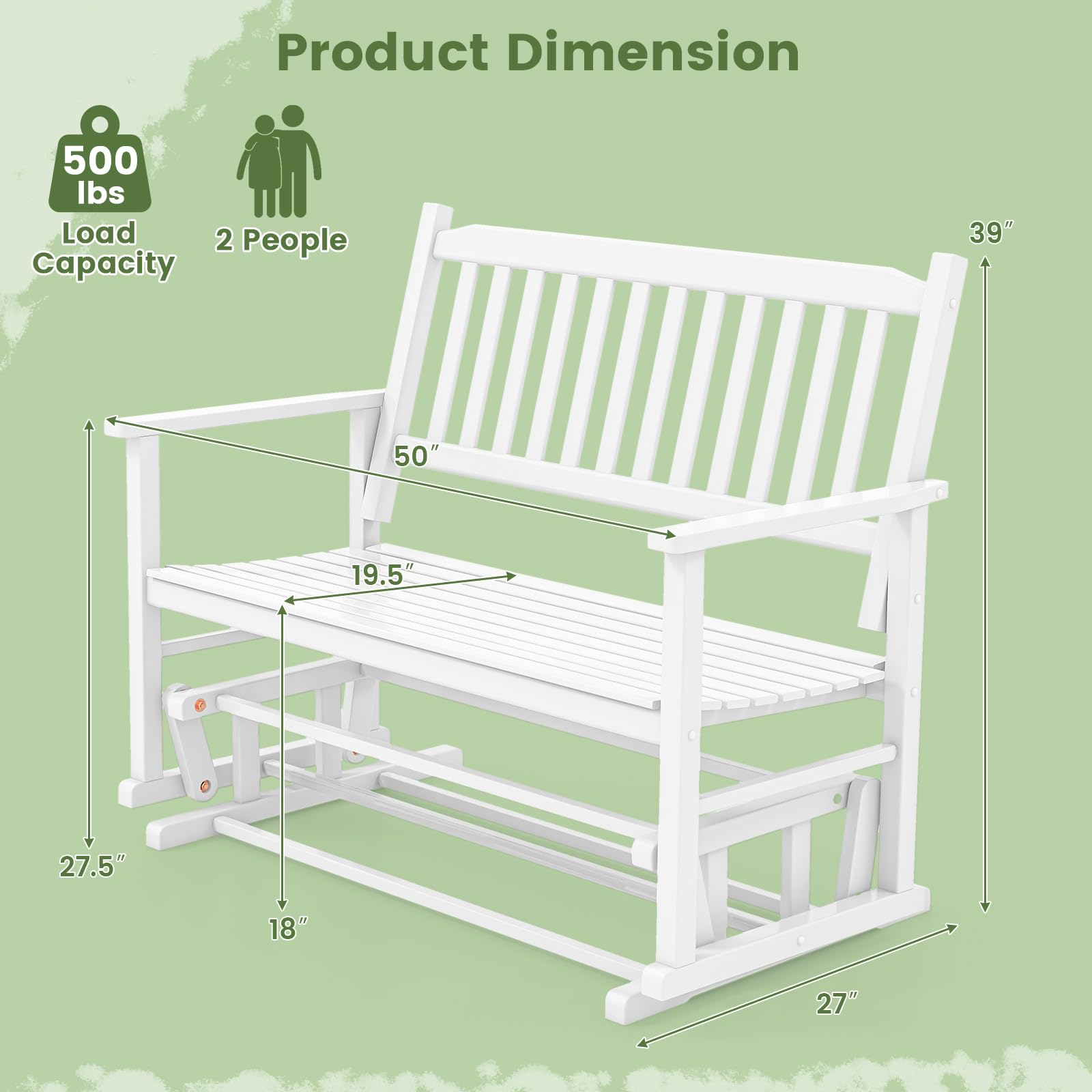Giantex Outdoor Glider Bench Chair - 2 Person Loveseat