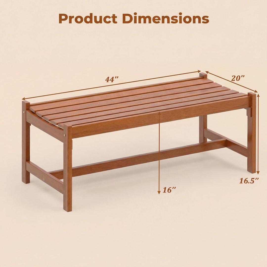 Giantex Solid Wood Patio Bench with Curved Slatted Seat