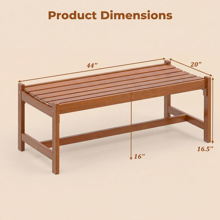 Giantex Solid Wood Patio Bench with Curved Slatted Seat