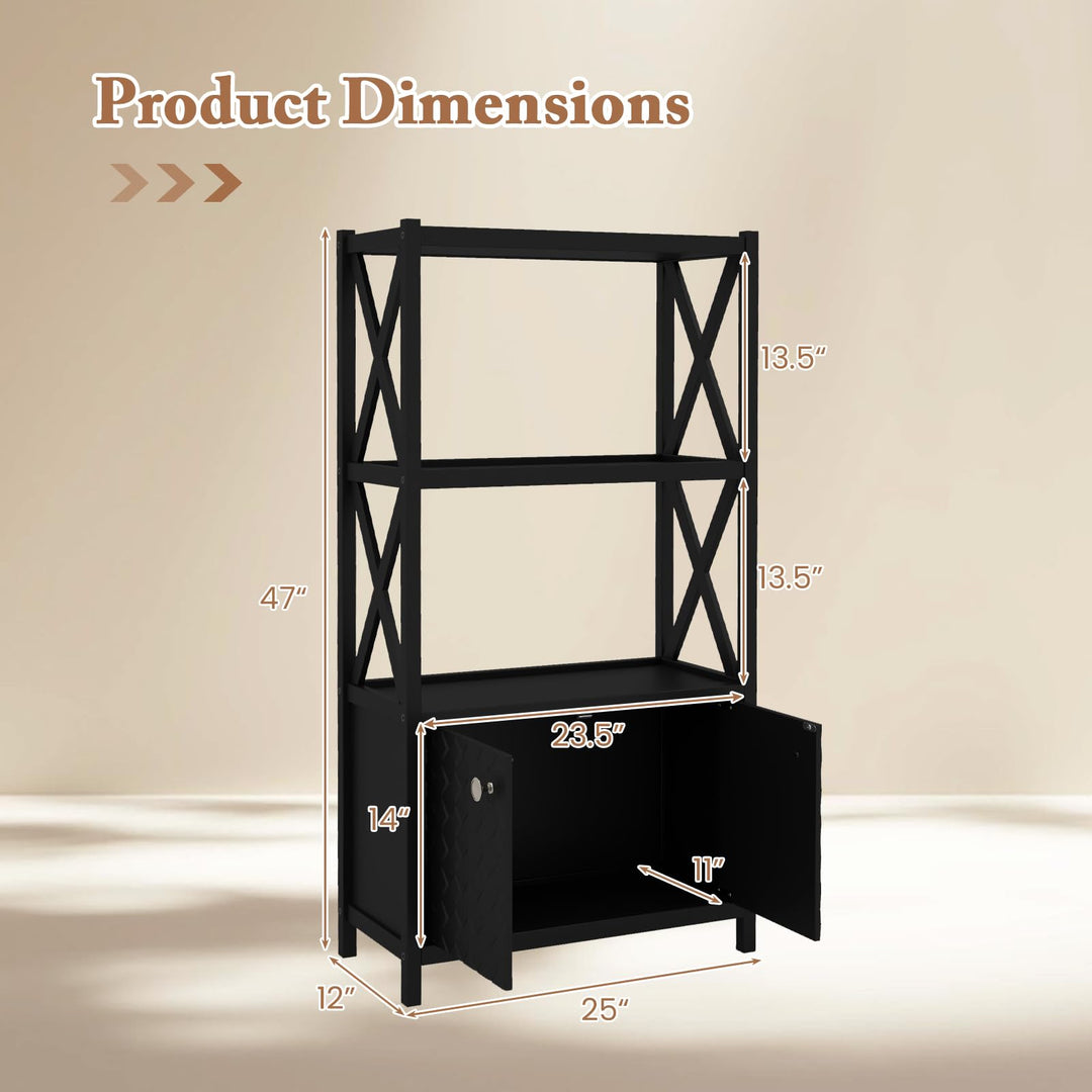 Giantex Storage Cabinet, Freestanding Storage Organizer with Open Shelves, Double Doors