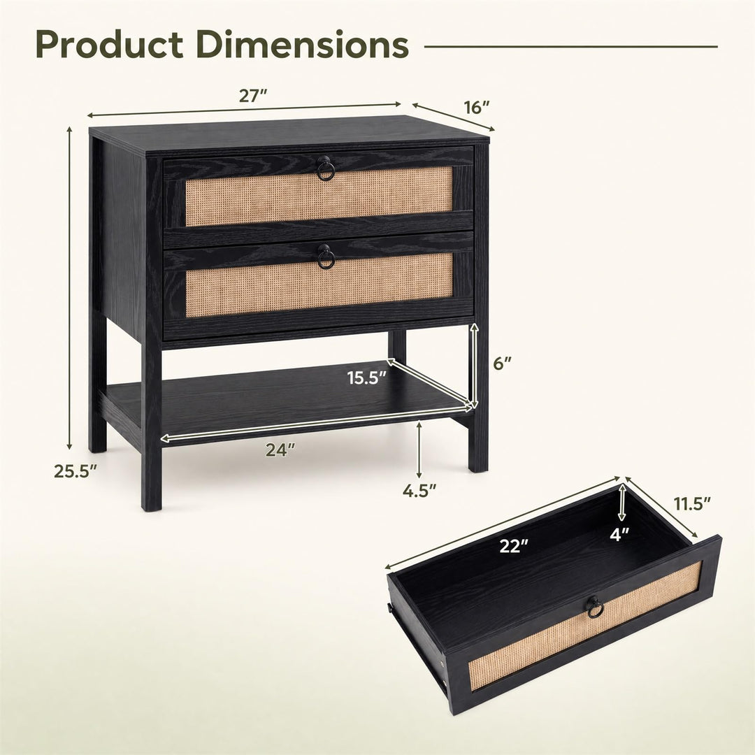 GIANTEX 27" Wide Rattan Nightstand with 2 Drawers (1/2)