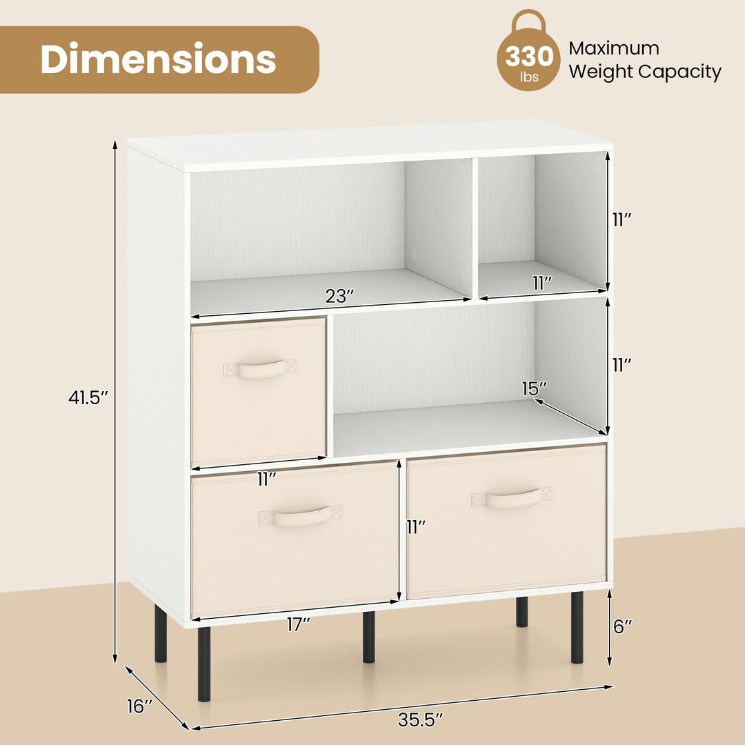 Giantex 6-Cube Bookshelf 3-Tier White Bookcase