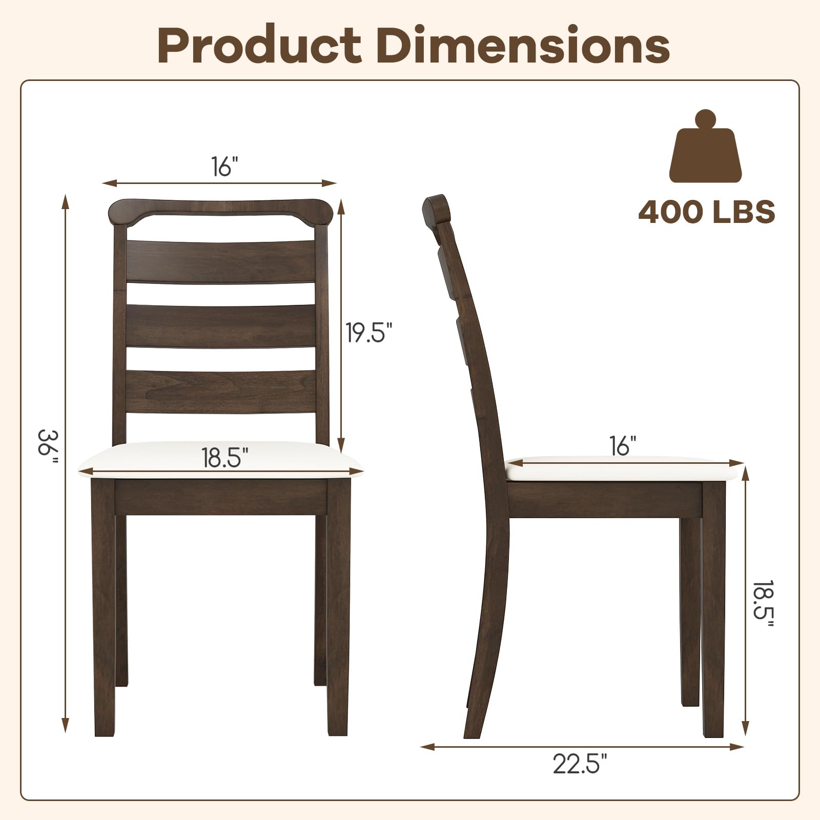 Giantex Wooden Dining Chairs Set of 2/4, Upholstered Kitchen Chairs w/Rubber Wood Frame, Padded Seat