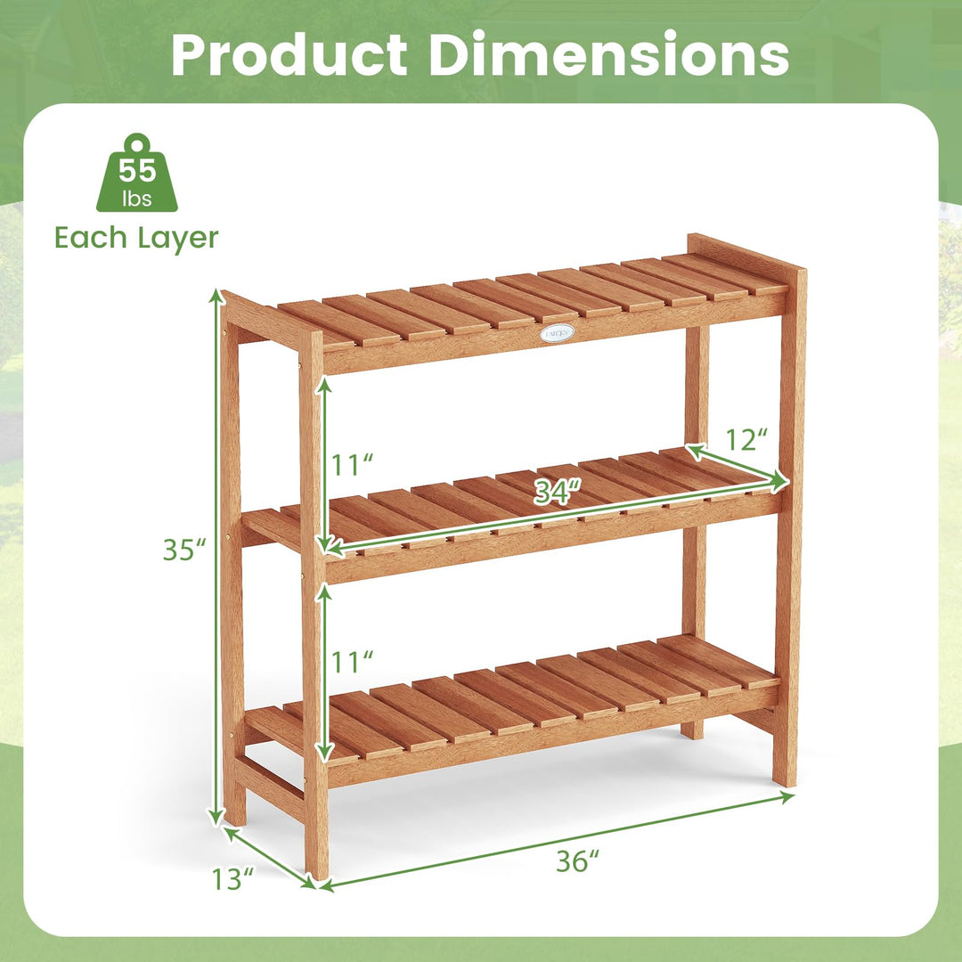 Giantex 3-Tier Solid Wood Plant Stand