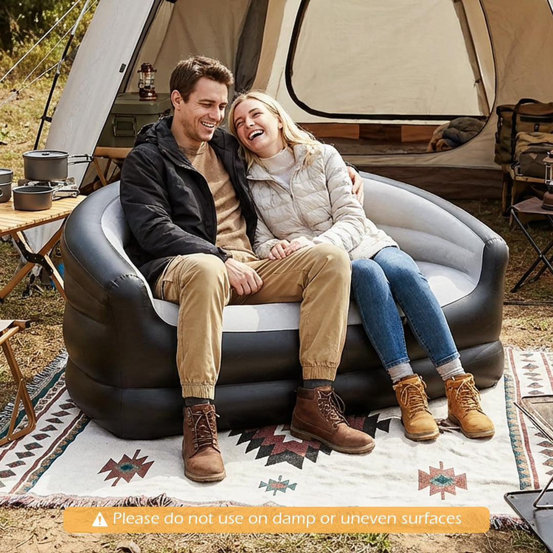 Giantex Inflatable Loveseat Couch Portable &amp; Foldable 2-Seater Air Sofa(1/2)