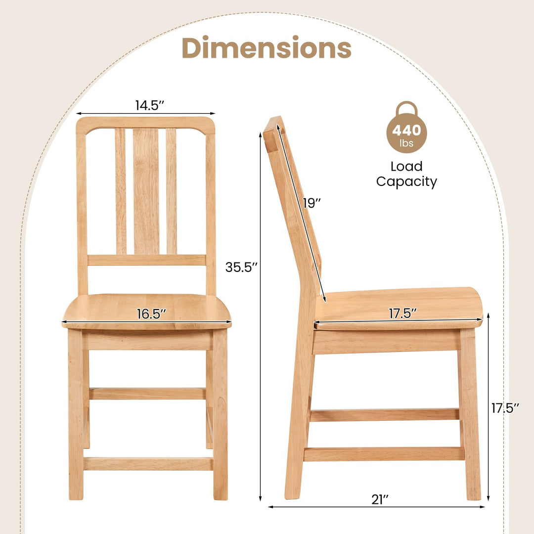 Giantex Rubber Wood Kitchen Chairs with Hollowed Backrest