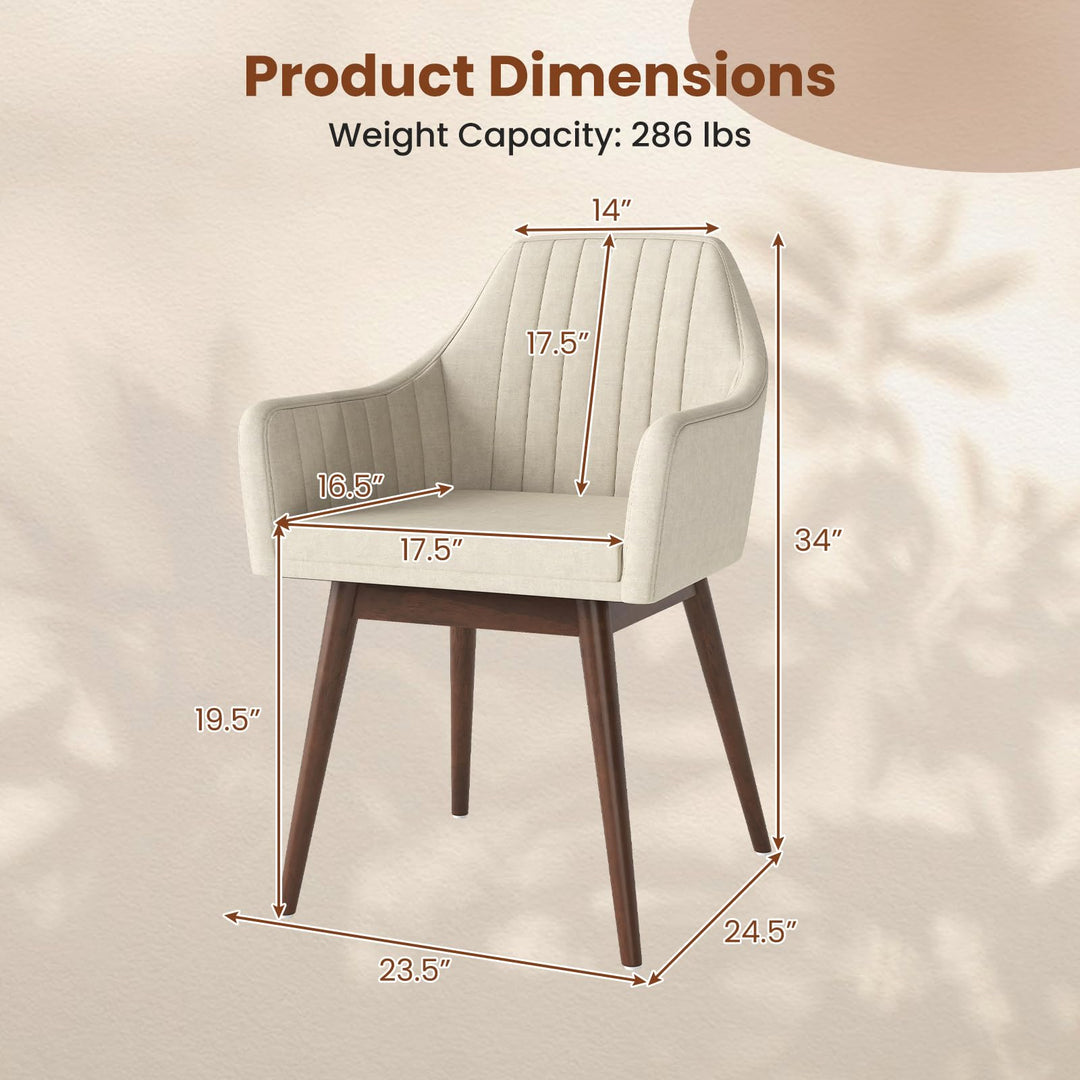 Giantex Upholstered Dining Chairs Set of 2/4 Mid Century Kitchen Chairs with Wrap-Around Backrest
