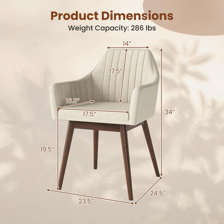 Giantex Upholstered Dining Chairs Set of 2/4 Mid Century Kitchen Chairs with Wrap-Around Backrest