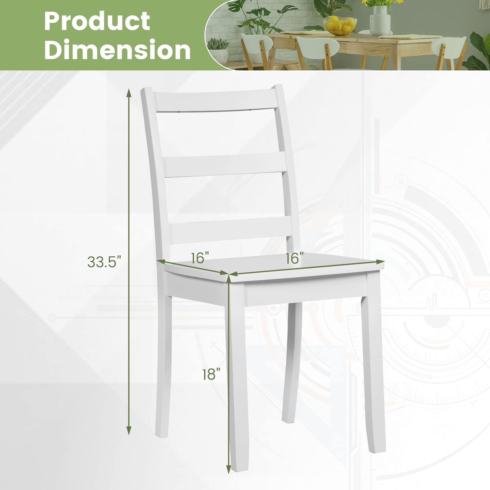 Wood Dining Chairs, White - Giantex