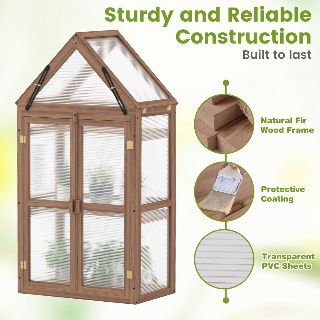 GIANTEX Garden Cold Frame w/ Transparent Flip-Top Roof &amp; 2 Adjustable Shelves