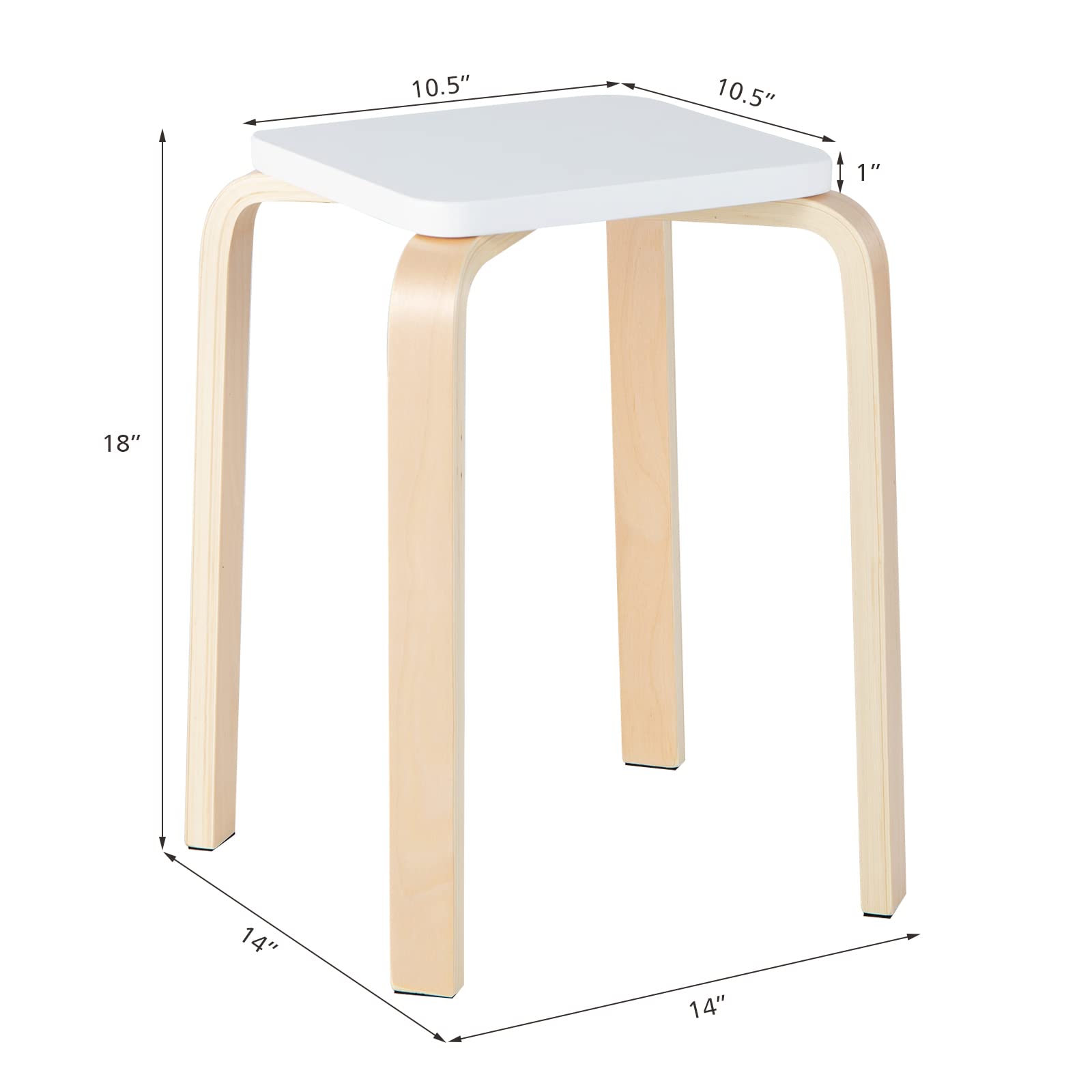 Stackable Wooden Stools Set of 4, Portable 18-Inch Height Backless School Stools