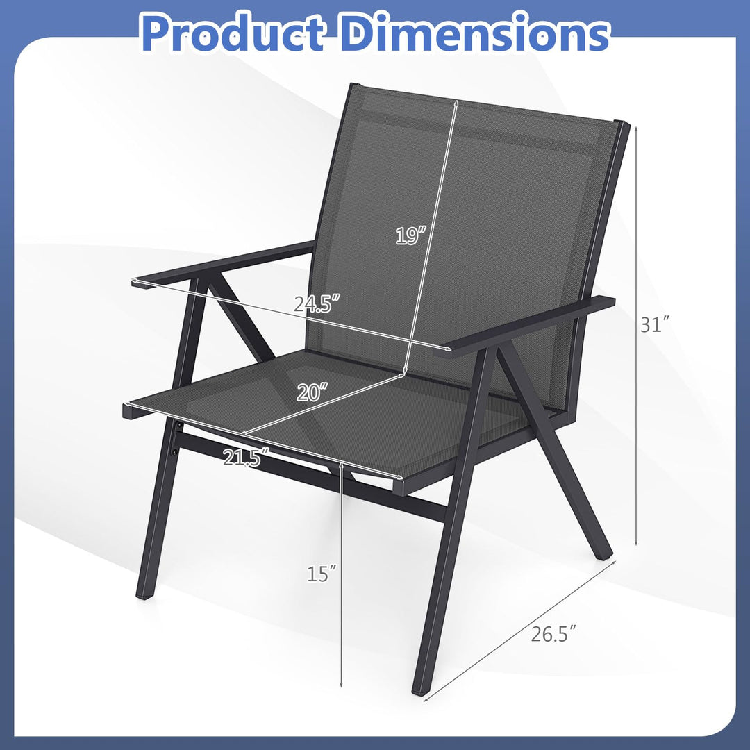 Giantex All Weather Outdoor Dining Chairs w/Sturdy Metal Frame & Breathable Seat Back