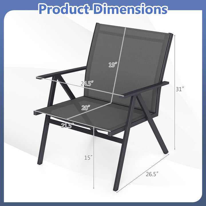 Giantex All Weather Outdoor Dining Chairs w/Sturdy Metal Frame & Breathable Seat Back