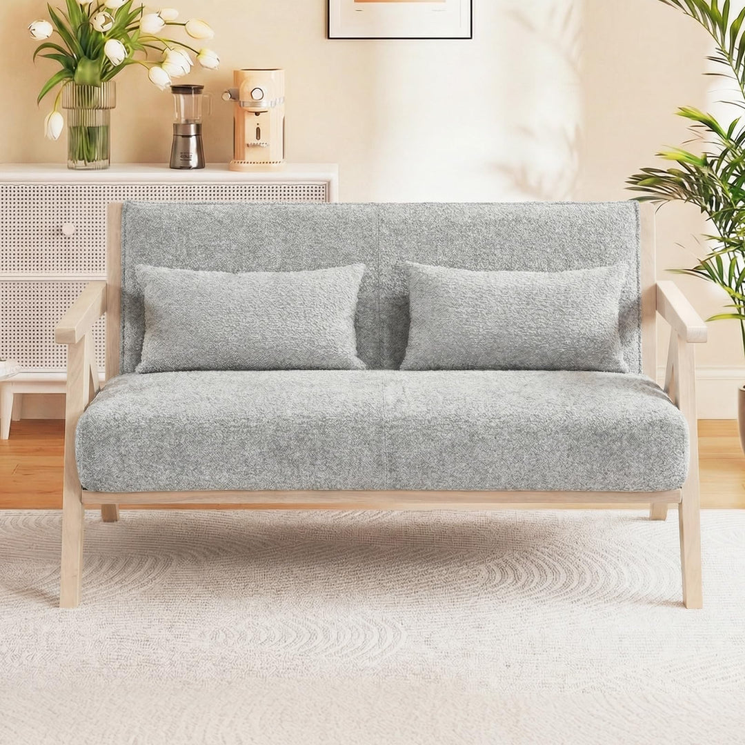 Giantex Loveseat Sofa with Throw Pillows for Small Spaces