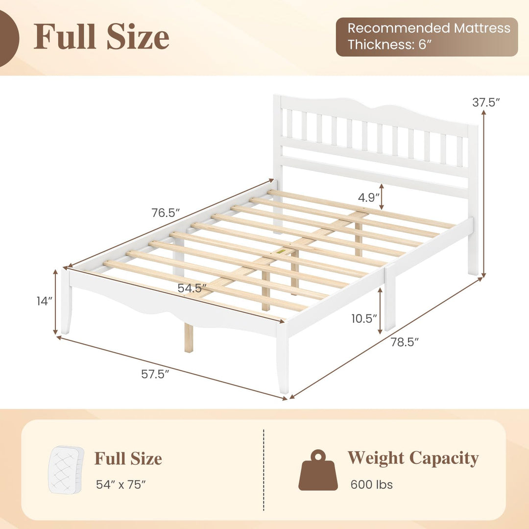 GIANTEX Full/Queen Size Wooden Bed Frame with Slatted Headboard