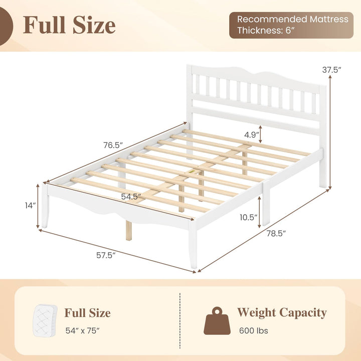 GIANTEX Full/Queen Size Wooden Bed Frame with Slatted Headboard