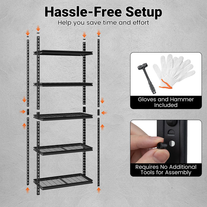 Giantex 5-Tier Metal Storage Shelves(1/2/3/4,36" L x 18" W x 72" H)