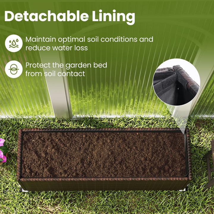 Giantex 38”x12”x14" Wicker Raised Garden Bed with Wheels