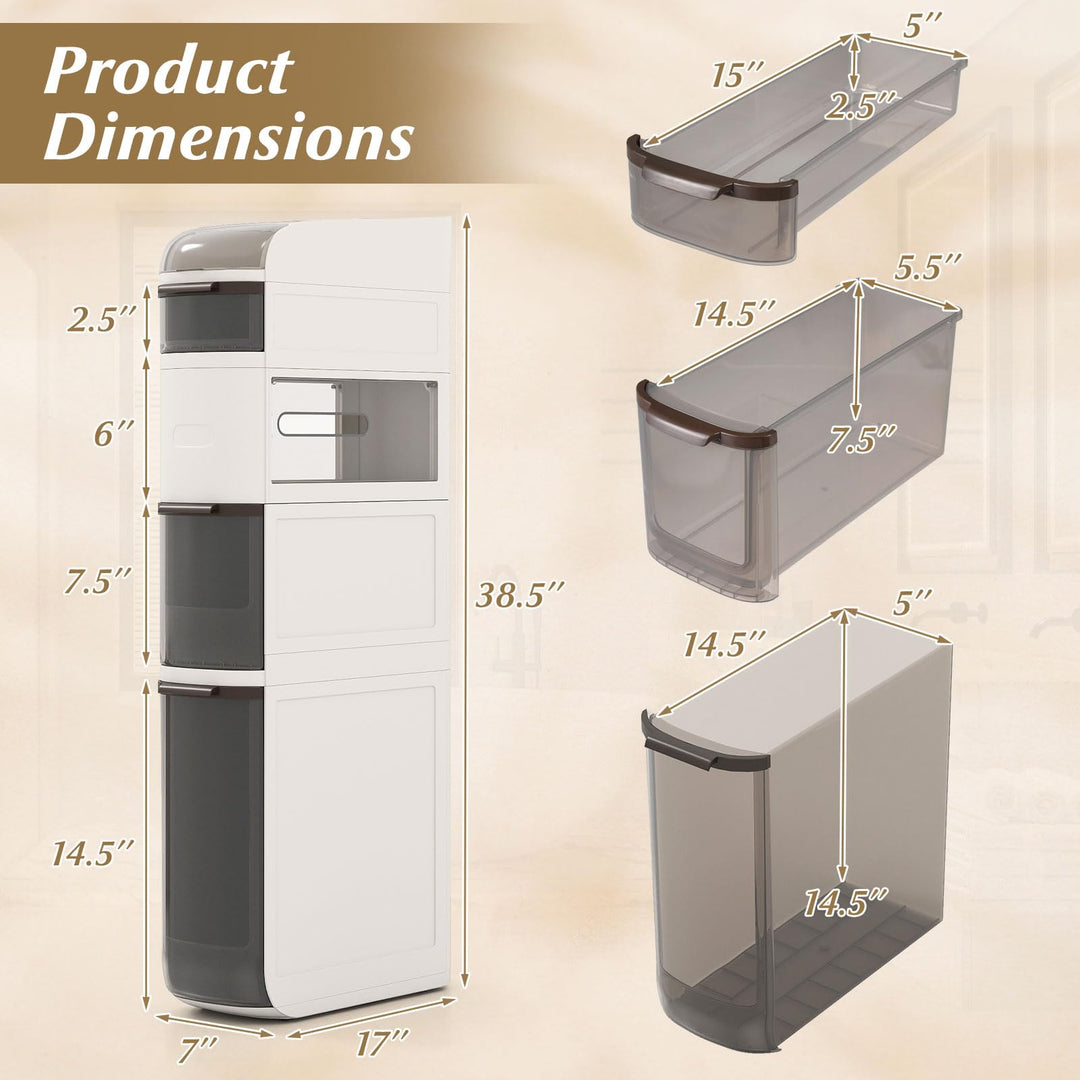 Giantex 5-Tier Narrow Bathroom Storage Cabinet with Drawers and Tissue Box