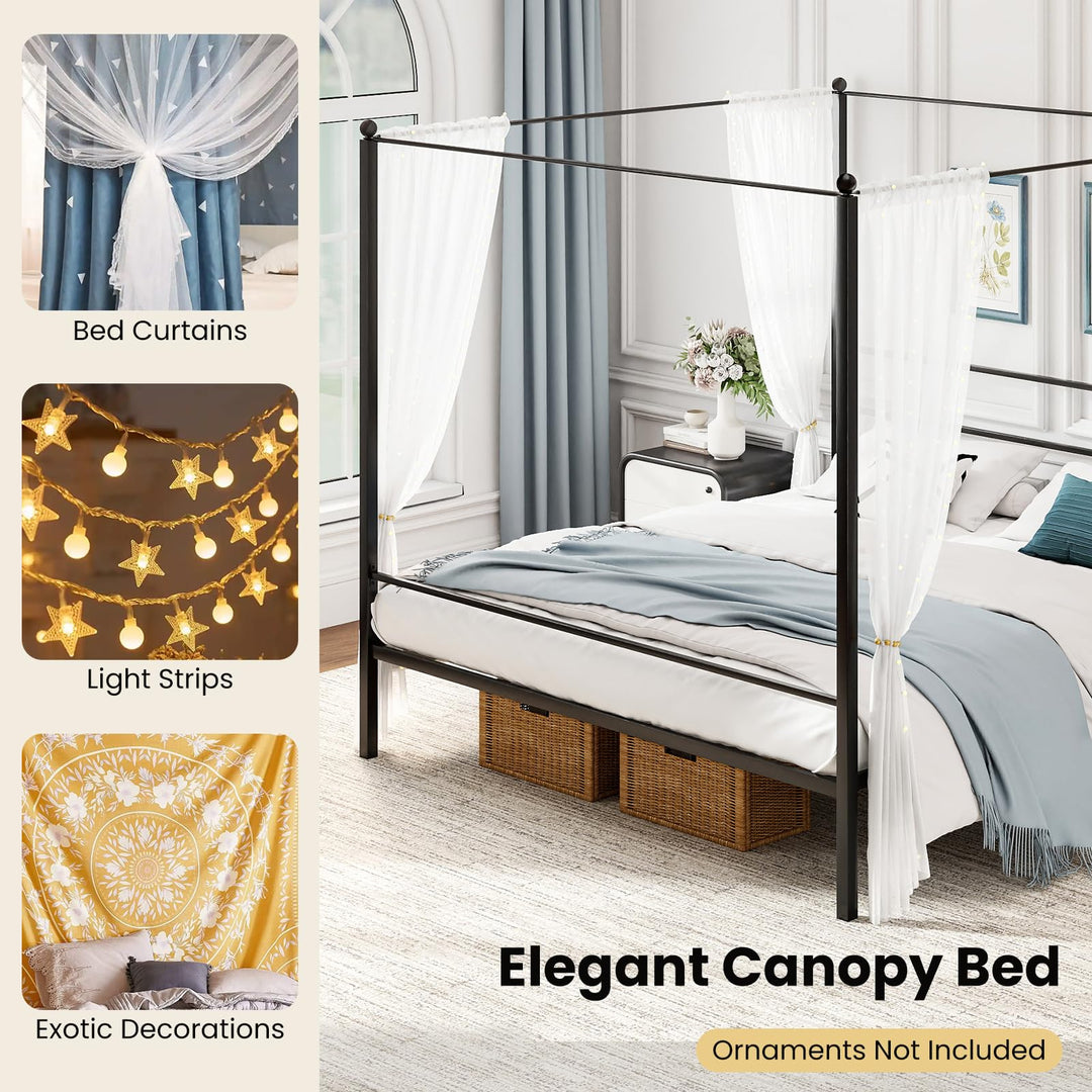 Giantex King Size Metal Canopy Bed Frame with 4 Poster &amp; Headboard