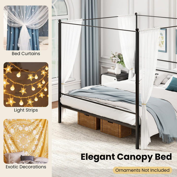 Giantex King Size Metal Canopy Bed Frame with 4 Poster &amp; Headboard