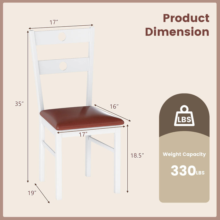 Giantex PU Leather Upholstered Kitchen Chairs w/Hollowed Backrest & Padded Seat