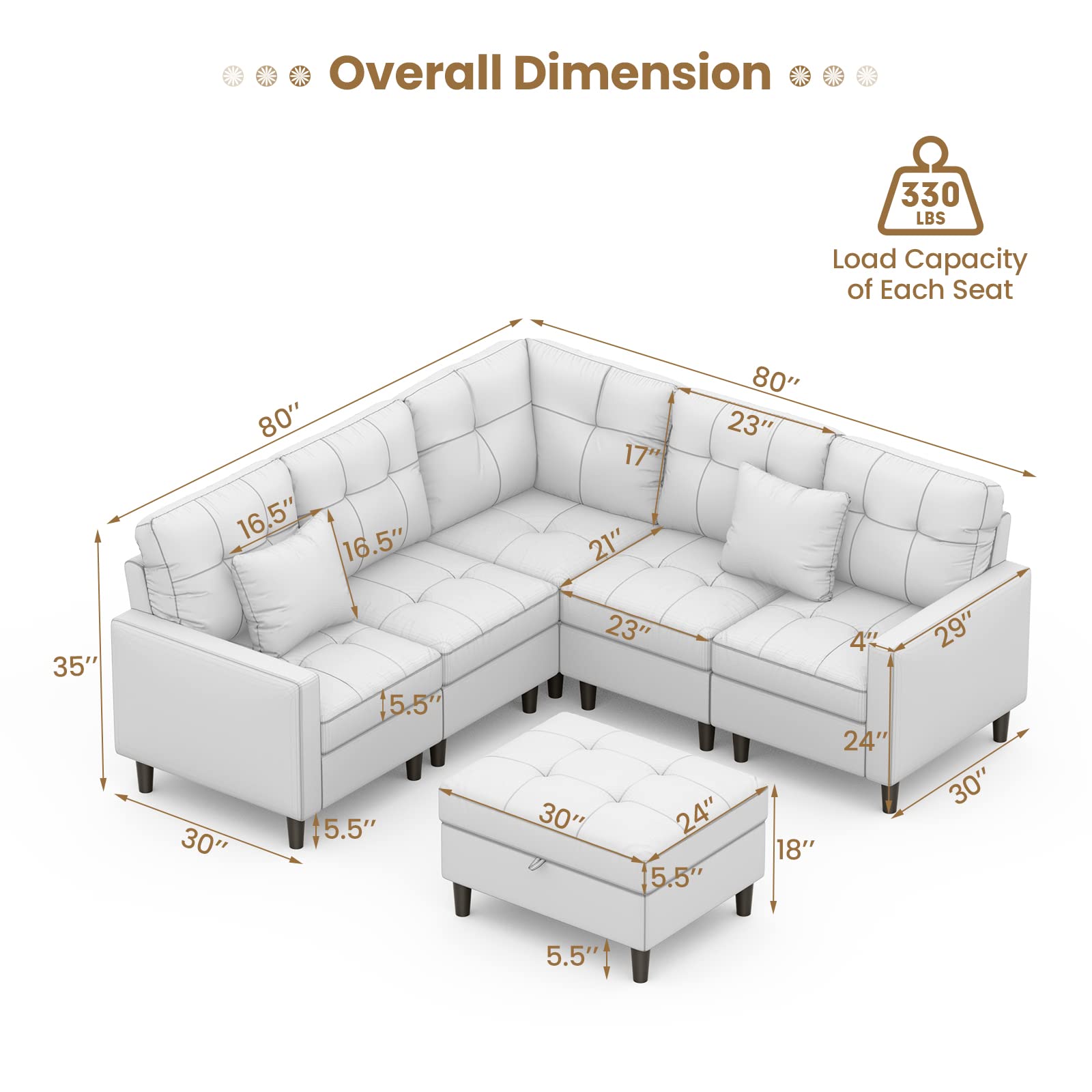 Giantex Modular Sectional Sofa Couch
